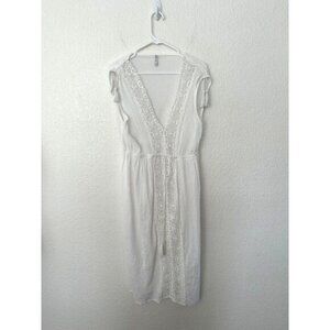 BOHO ME White Lace Crochet Boho Beachy Swimsuit Cover Up Size Large
